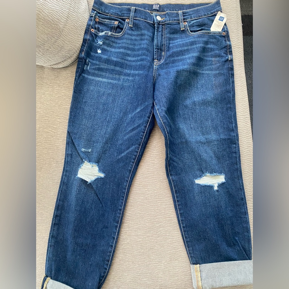GAP Women's Distressed Dark Wash Girlfriend Jeans -Size 30 (10) - NEW